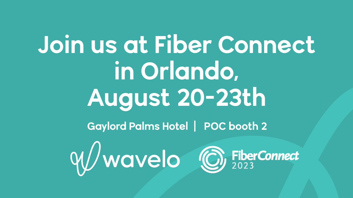 GetWavelo's tweet photo. Fiber Connect is around the corner! Stop by our POC booth to see a demo of Wavelo’s seamless order-to-activation solution and our soon-to-be-released mobile offering for ISPs. Hope to see you there! https://t.co/MXGFLxgEYO