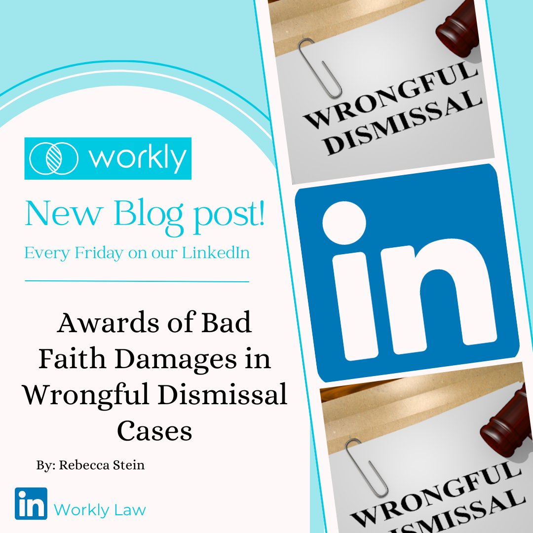 Our new blog on LinkedIn discusses: Awards of Bad Faith Damages in Wrongful Dismissal Cases

🔗tinyurl.com/yc8d4vnd

#wrongfuldismissal #badfaithdamages #employmentlaw #employment #law #wrongfuldismissalcases #cases #awards #litigation #ontariolaw #ESA