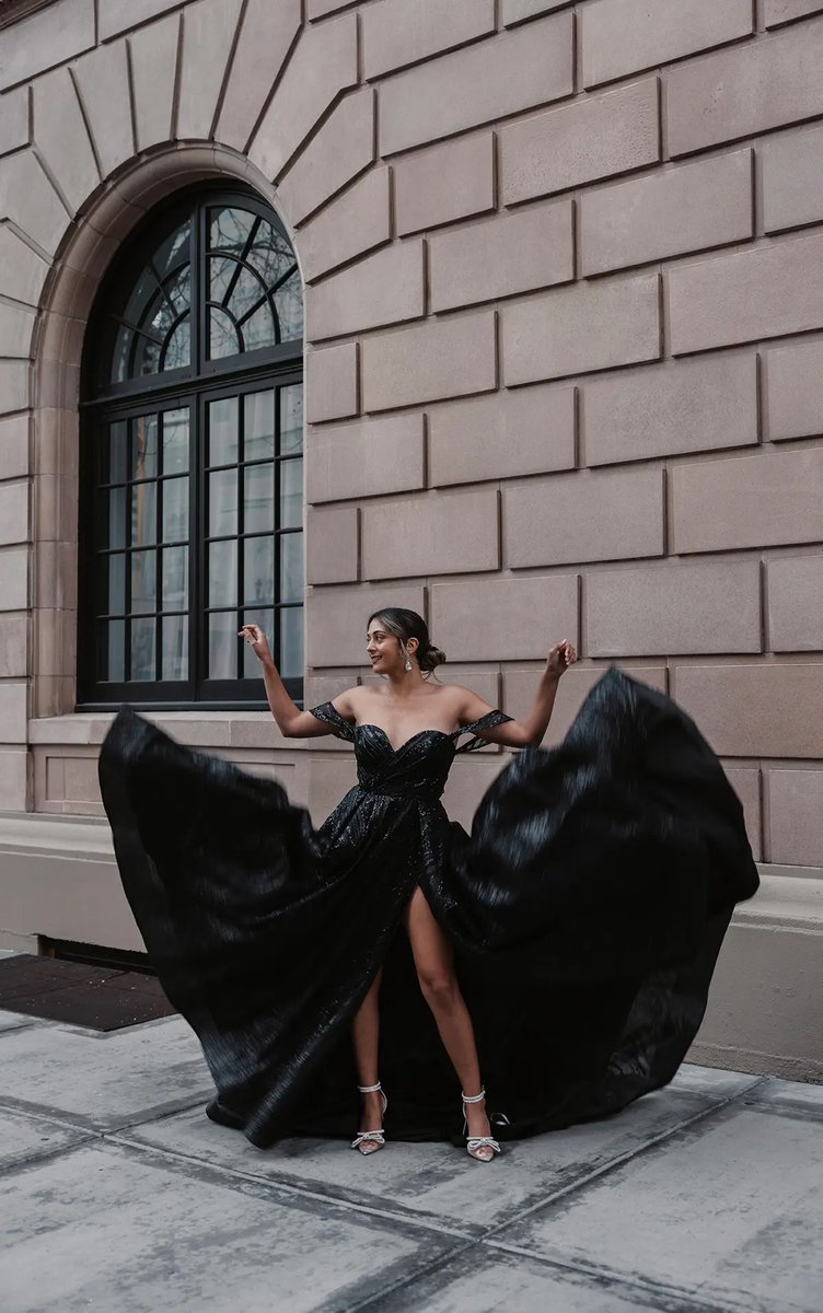 Sparkle with every step down the aisle in a sophisticated black wedding gown! #blackweddinggown #bridetobe zolakeller.com