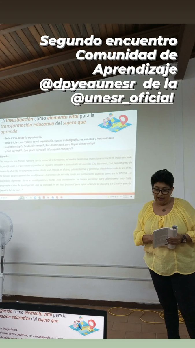 DustinValera's tweet photo. La autobiografía como fuente de investigación es el tema de hoy en el segundo encuentro de la Comunidad de Aprendizaje "Felix Adam y Thais Marerro" en el @DPyeaUnesr de la @unesroficial https://t.co/Dqj0DGM7a6