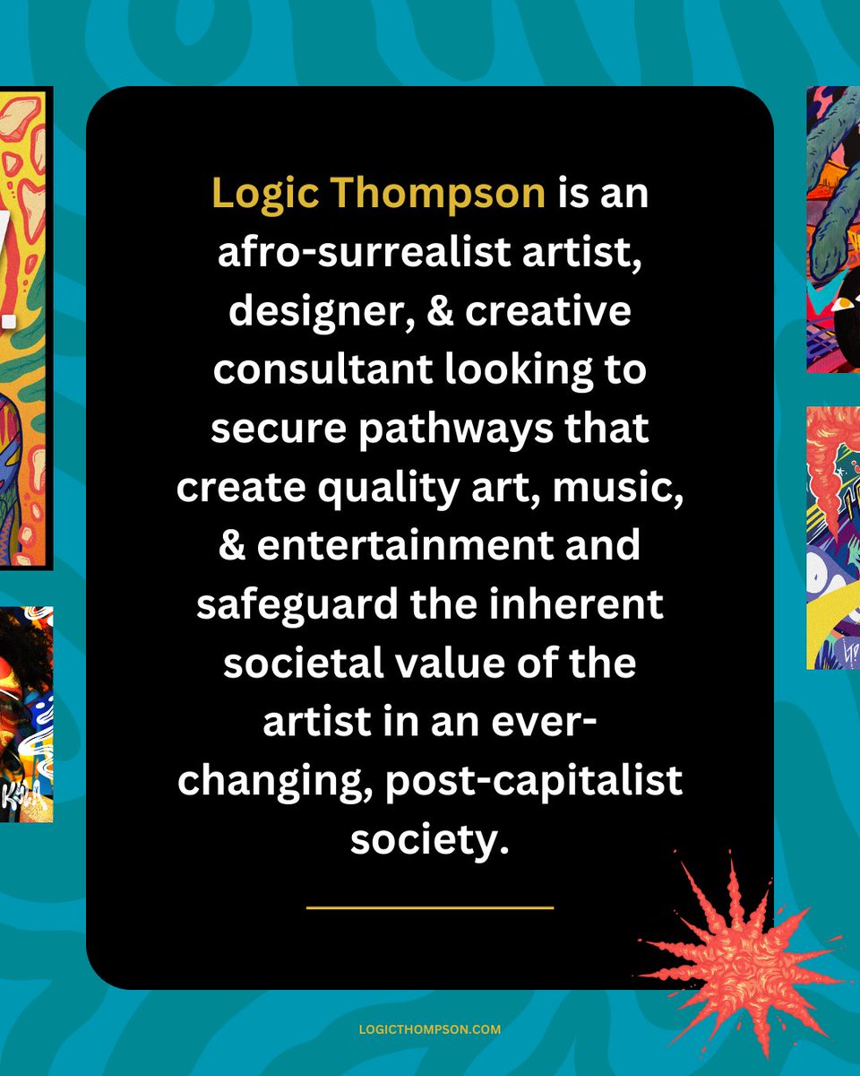 LogicThompson's tweet photo. Hi I’m Logic Thompson, an Afrosurrealist Artist &amp; Creative Consultant in NYC. Dope Art incoming. Always Vibing. Dassit. 💥💥💥 https://t.co/SxDzivJHAo
