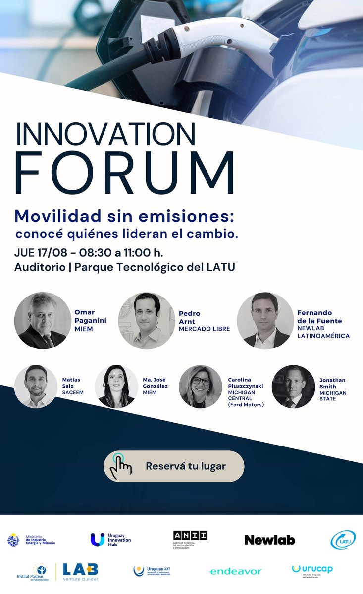Llega el primer encuentro de Innovation Forum, una iniciativa que pone en el centro de la discusión a la #innovación. Esta vez se propone profundizar sobre la movilidad sin emisiones. Participa <a href="/OmarPaganini/">Omar Paganini</a>.
🗓️17/8 
🕣8.30 h 
☑️Inscripción (sin costo): bit.ly/InscripcionesI….