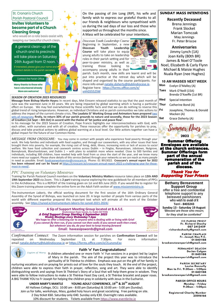 This Weekend's Parish Newsletter.
Enjoy the Week Ahead!
