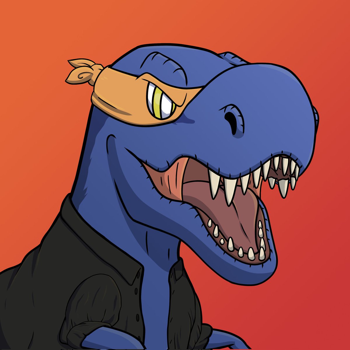 Day 5 - Orange Bandana, The Mathematician Shirt, Angry Yellow Eyes and Blue Stripe Body!!

#cryptocurrency #crypto #nft #nfts #polygonnft #POLYGON #tmnt #pizza #dinosaur #blue #CryptoCommunity #PolygonCommunity #PolygonNFTs