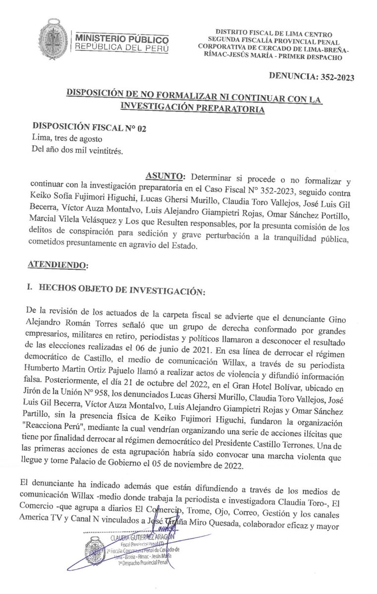 CalistoGiampiet's tweet photo. El día de hoy fuimos notificados sobre el ARCHIVAMIENTO de la acusación por los delitos de “Conspiración para sedición y grave perturbación a la tranquilidad pública, en agravio del estado”, que fueran atribuidos a los miembros de “Reacciona Perú”…. Triunfó la verdad, luchamos por la democracia, ganó el 🇵🇪. Lo hicimos en ese entonces y lo volveríamos a hacer …Las acusaciones, ataques e injurias no hacen más que fortalecer nuestra voluntad!!!..gracias a todos los peruanos que se enfrentaron al totalitarismo y son copartícipes de la libertad!!!!
#despiertaperudespierta