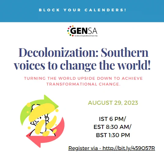 Do you feel strongly about creating a leveling field between funders, evaluators, implementers, and communities? Does identifying and addressing power imbalances across the evaluation system, from the design and implementation of an evaluation to the dissemination and utilization of its findings strikes a chord with your ideologies and interest areas? If yes, we at GENSA welcome you for a thought provoking dialogue on "Southern voices to change the world! Turning the world upside down to achieve transformational change". Register at http://bit.ly/459O57R