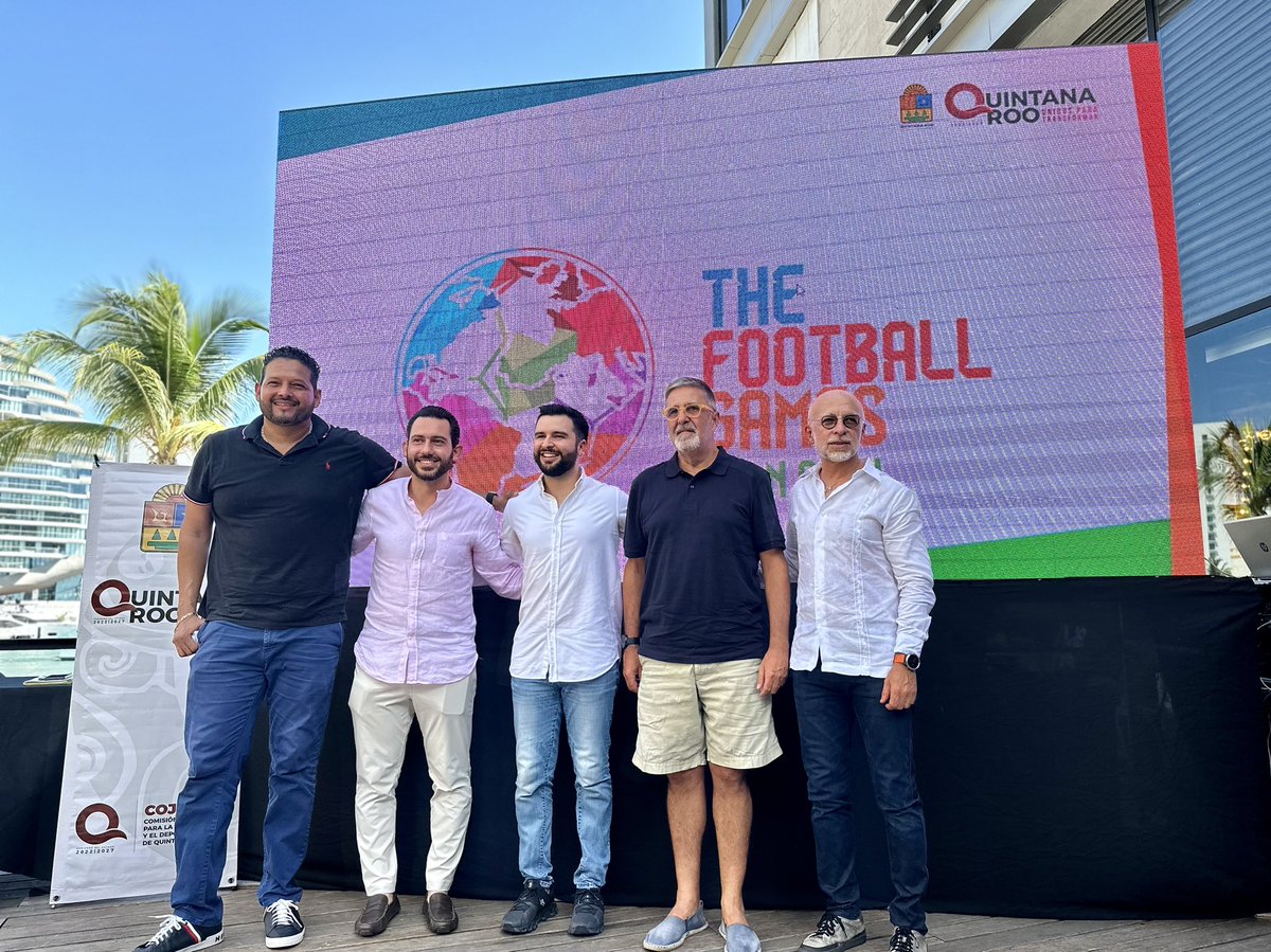 Participamos en la rueda de prensa para el evento #TheFootballGames2023 que por primera vez en Latinoamérica se realizará en #Cancún. 16 destacadas escuadras de fútbol sub12 del mundo se reunirán en el #CaribeMexicano, consolidando nuestra región como líder en turismo deportivo.