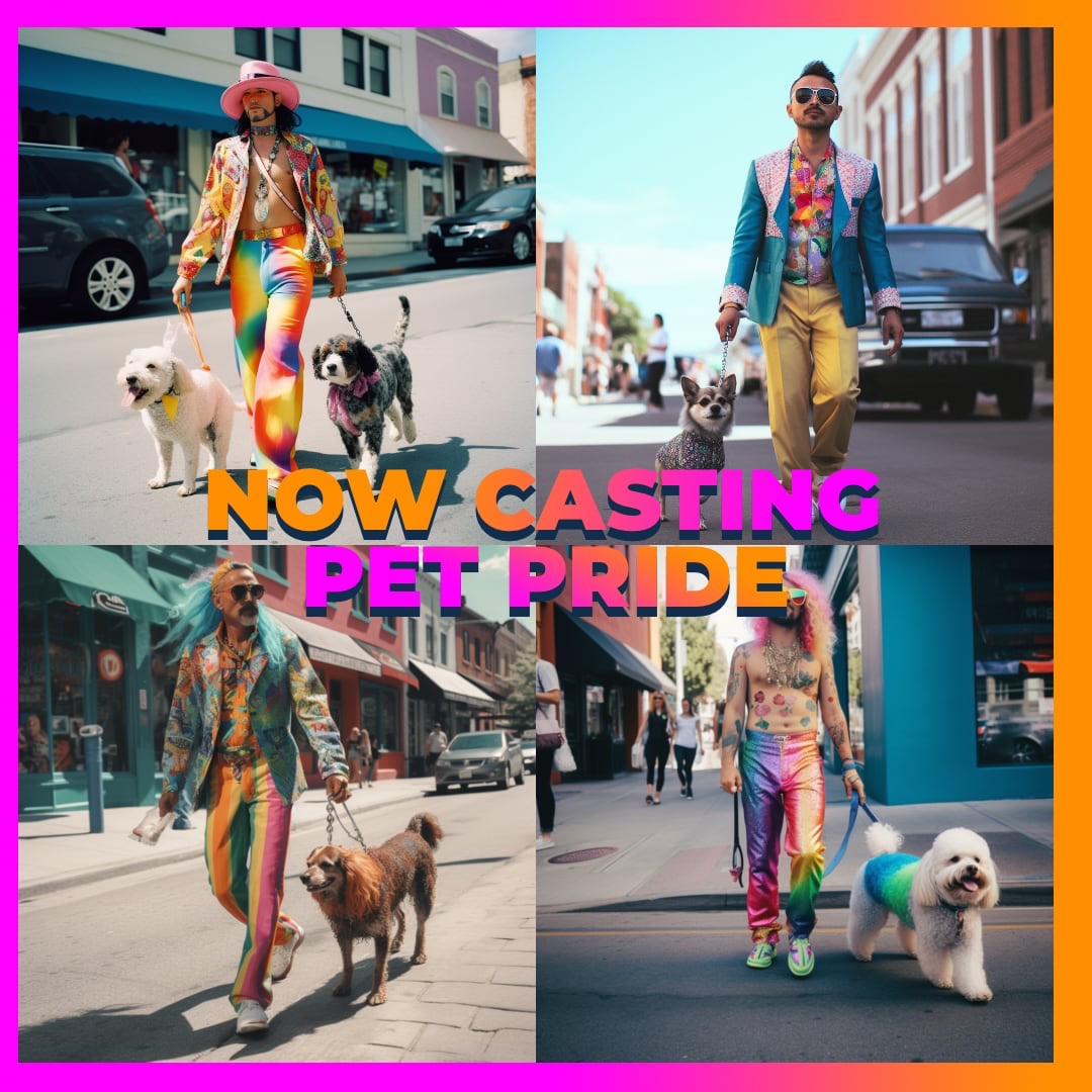 Paws for a cause!  'Pride Pets' are needed for a high-profile PRIDE social media campaign️‍. Don't just bear witness, be a part of the magic!  Visit AuditionList.io to strut your pet's stuff.  #PridePets #CastingCall #RainbowRally