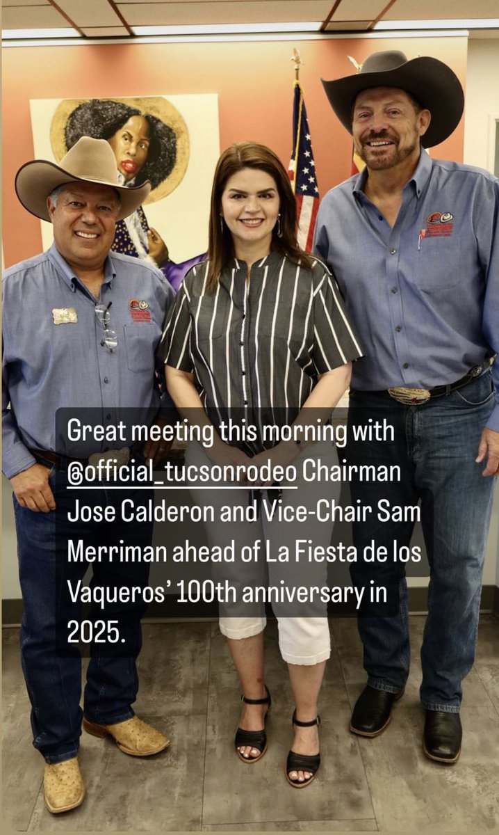 Happy Friday 🤠 our Tucson, Rodeo Chairmen Jose Calderon with Vice Chairmen Sam Merriman meeting with our Mayor Regina Romero. 

Have a great weekend, Tucson Rodeo Fans! 🤠 

#tucsonrodeo #rodeo #tucson