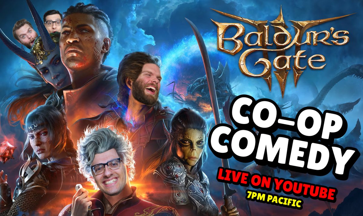 CoOpComedyYT's tweet photo. 🎲 This will either be a Critical 20 or a Nat Fail! 🎲

Tonight at 7pm Pacific, Roberton Highwindious and Robone Dessertly will Baldur all the Gates. ALL THREE OF THEM! 

Come over! https://t.co/uDoQivOzef https://t.co/DZKYcNbsmX
