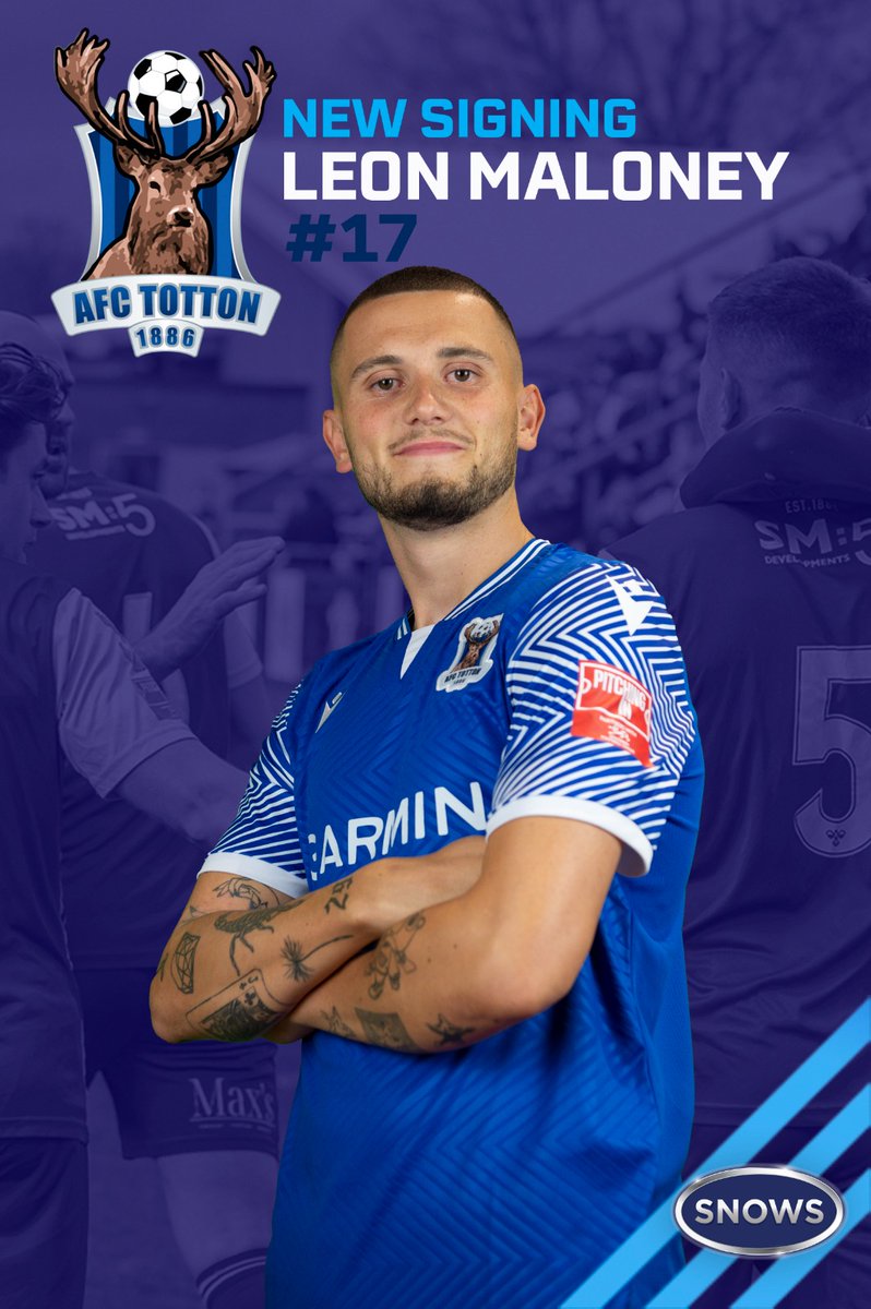 NEW PLAYER ANNOUNCEMENT
🥁🥁🥁

Welcome to AFC Totton LEON MALONEY ⚽🦌
The attacking midfielder will take the No.17 shirt

Read more:
tinyurl.com/yc74kx86