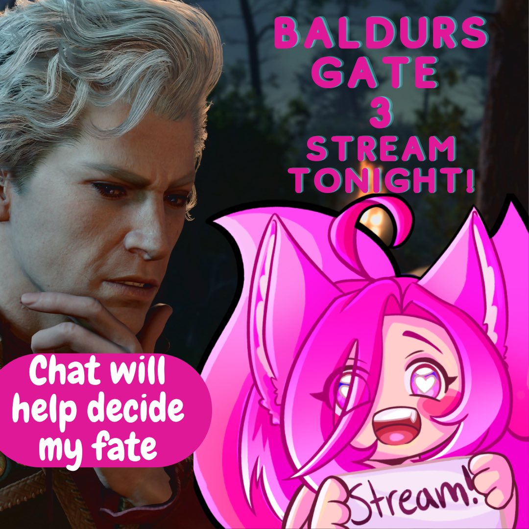 yougotink1's tweet photo. I don’t have an exact time atm but the goal is latest 8:00pm est. i will be making a time announcements prior to starting. #Vtuber #BaldersGate3 #stream #VTuberUprising #firstplaythrough https://t.co/UsceciIFKg