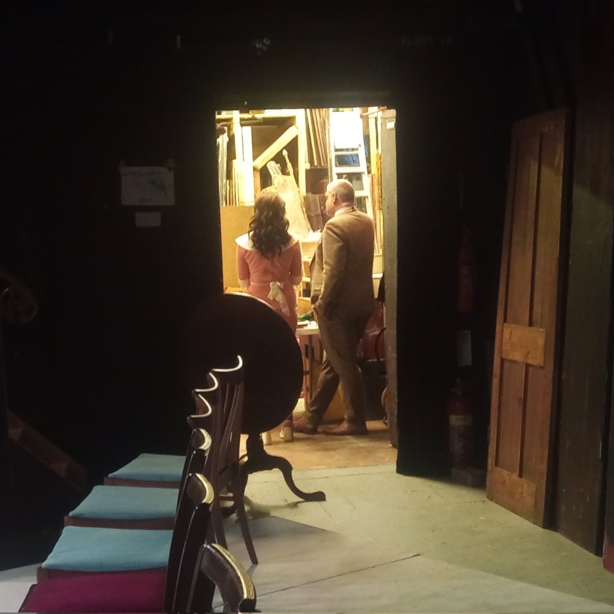 TheatreinSquare's tweet photo. Almost live from our London preview (thanks @Incogs_Theatre for the stage!) - join us at @hstheatre41 next Monday to Sunday. #backstage #FillYerBoots #EdinFringe #EdinFringe2023 #fridayfeeling #friday #fringe #amdram #Mirandolina @edfringe https://t.co/tYjQL5A0yX