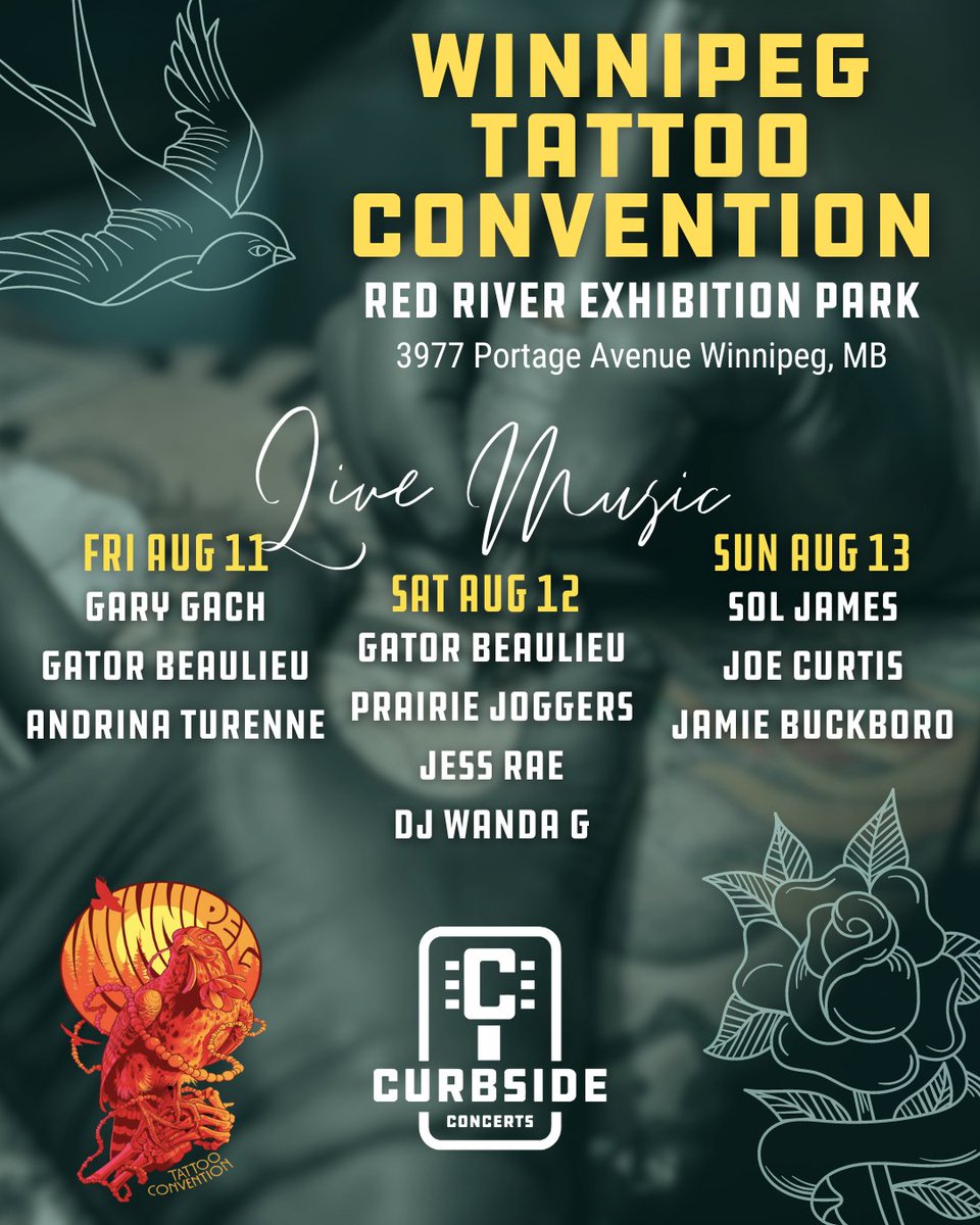 I'd have loved to be distracted by live music when I got my knee ditch tattooed yesterday!

Curbside Concerts, food trucks, &amp; over 250 of North America's best #tattoo artists - what more could you ask at the 5th annual <a href="/wpgtattoocon/">Winnipeg Tattoo Convention</a>?!
winnipegtattooconvention.com <a href="/RedRiverEx/">Red River Ex</a> #winnipeg