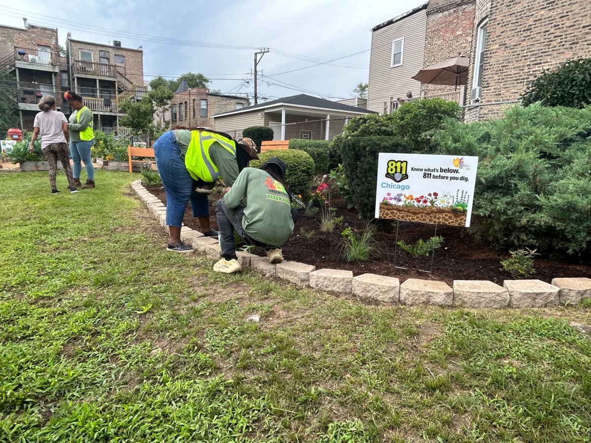 ChicagoDOT's tweet photo. August 11 is #811Day and a perfect day to celebrate a new community garden in Bronzeville, launched in partnership with CDOT &amp; 811 Chicago, Greencorps Chicago NFP, and the 46th Street and Vincennes Block Club 
https://t.co/jhgkQVWRLO https://t.co/naK3paZPqw