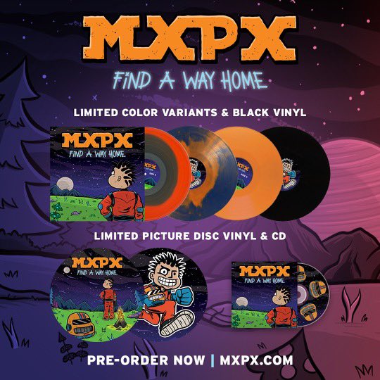 mxpx's tweet photo. So many Find A Way Home variants to choose from!  Pre-orders ship August 25

https://t.co/E41fPzLQt3 https://t.co/xY2EGLN5zt