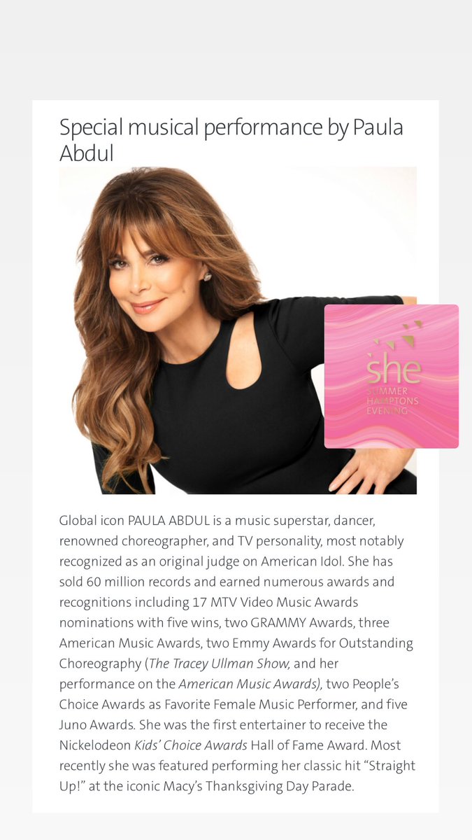TPaulaUpdate's tweet photo. @PaulaAbdul performing tomorrow at She Hamptons Charity Event💋 https://t.co/jlucWVXgSp