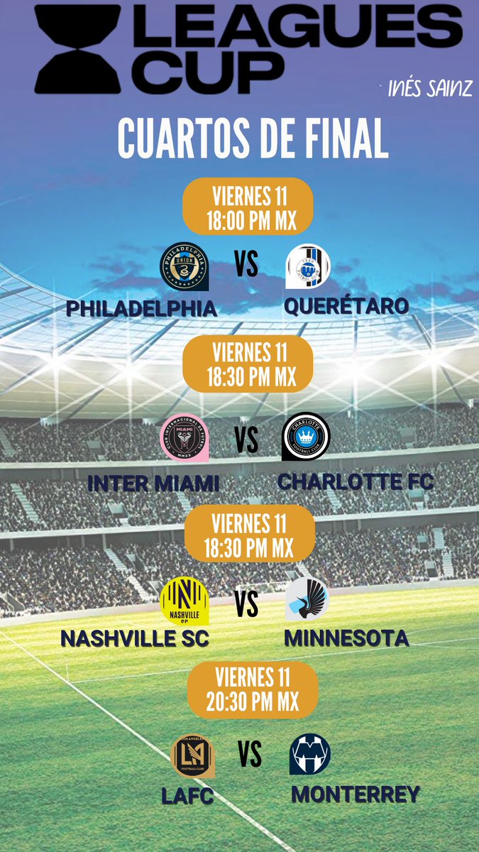 InesSainzG's tweet photo. Hoy son los cuartos de final de la Leagues Cup ⚽️ Vamos México 🇲🇽 https://t.co/4y7FtN6DPX