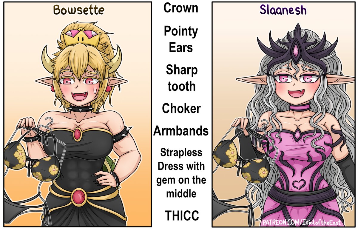 IdiotOfTheEast's tweet photo. Bowsette and Slaanesh 🤔 https://t.co/ueVLZchMZH