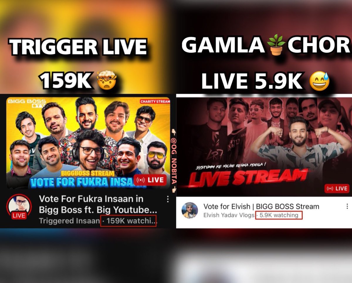 OG_Anaya_'s tweet photo. YOU CAN SEE CLEARLY WINNING DIFFERENCE BETWEEN BOTH 👇🏻#AbhishekMalhan 🔥 AND #ElvishYadav THE GAMLA CHOR🪴

#BiggBoss #BiggBossOTT2 #BBOTT2 #Abhisha #Abhiya #JiyaShankar #PandaGang #ManishaRani #FukraArmy #FukraInsaan https://t.co/NN5auSxxdY