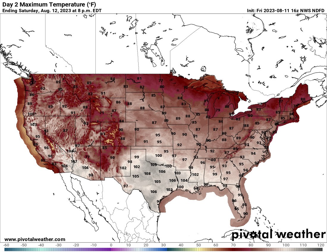 climateguyw's tweet photo. Main Topic: #HeatwaveChevron to Greatly Expand This Weekend
On The Extreme Temperature Diary- FRI 8/11/2023 At: https://t.co/DqTUVZvnxD
+new #Climate #Weather articles
@MichaelEMann @KHayhoe @ProfStrachan @ZLabe https://t.co/25LpezdMt6