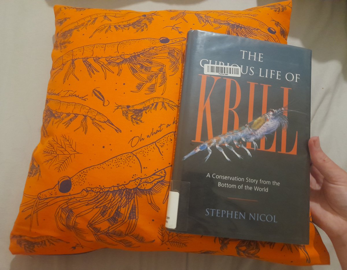 RhianTaylor's tweet photo. As it's #WorldKrillDay I figured I'd share the topical book I'm currently reading - the Curious Life of Krill (pictured on top of my thematically appropriate cushion) 🦐🦐🦐 https://t.co/1sdEBNJdnu