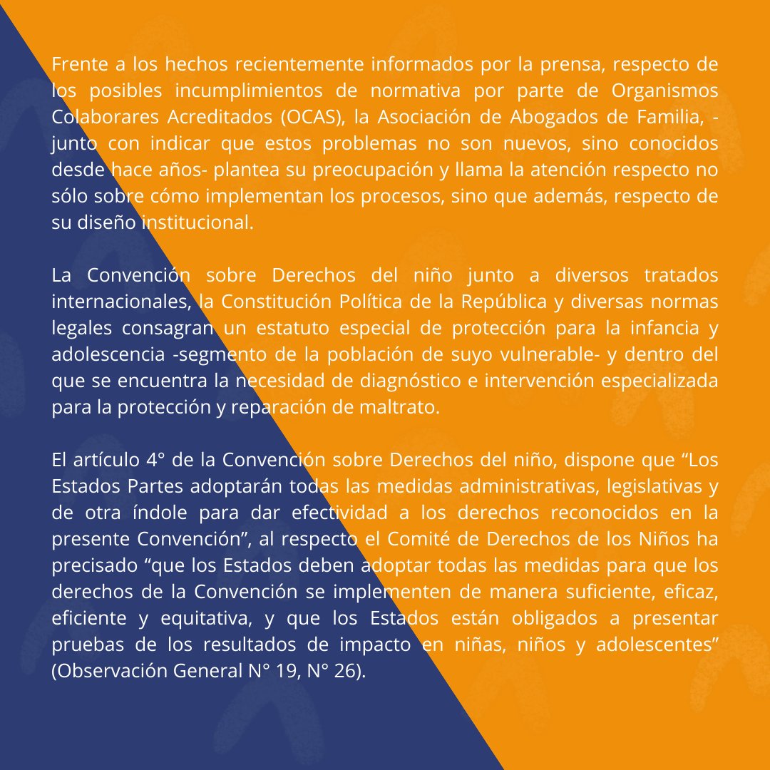 aaf_cl's tweet photo. Frente a la info sobre los programas DAM y los dineros de Mejor Niñez, la #AAF llama a asegurar las prestaciones a que tienen derecho los niños, niñas y adolescentes y a rediseñar esta política pública con un enfoque de derechos de NNA.

@chilevision @joseeckholt https://t.co/ReTA5MIARF