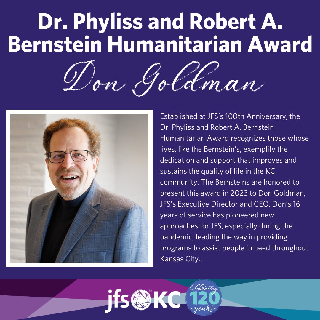 JFSKC's tweet photo. JFS has served our greater Kansas City community for 120 years, but we haven't done it alone! Help us celebrate two individuals at our 120th Anniversary Celebration who exemplify the mission of tikkun olam - repairing our world. https://t.co/zO3XtSJzsW #jfskc120 https://t.co/lMZSqmPR6r