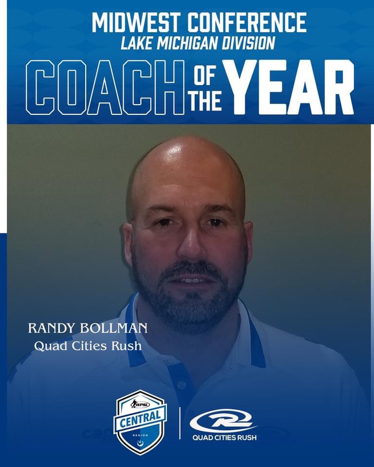 quadcitiesrush's tweet photo. Congratulations to Coach Randy Bollman and our very own #QuadCitiesRush #WPSL team and program! Looking forward to what the future holds for our #LadyRush 💙⚽️#RushSoccer #RUID #HerGame https://t.co/AMoUmbeO1y