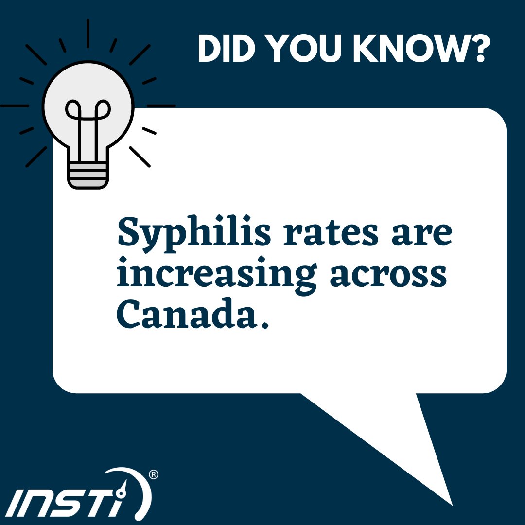 INSTI's tweet image. Syphilis rates are rising (SK has seen rates increase 1346% from 2017-2021). As a treatable STI, it is critical that we work together to help people know their status and get quickly connected to care and treatment. 
.
#INSTIFactFriday #syphilis #syphilistesting #sexualhealth