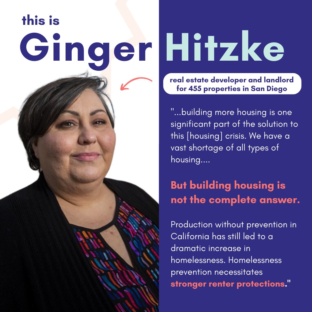 CAcalls's tweet photo. Ginger Hitzke is a Southern California landlord and real estate developer and she believes we need stronger renter protections to prevent homelessness #SB567 #HomelessnessPreventionAct https://t.co/oEkUi4ouX3