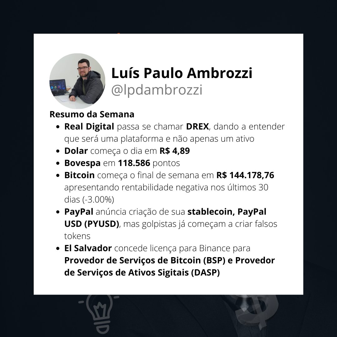 LPDAmbrozzi's tweet image. Resumo da Semana!