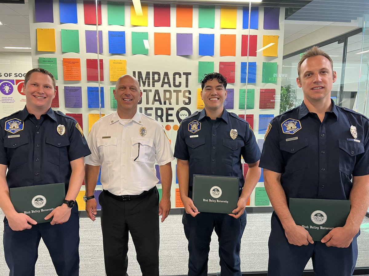 We are proud of the strong work ethic and desire to serve the community in a more impactful way. Firefighters Devin Schmidt, Emilio Martinez, and Matt Tricarico are graduation Paramedic school today from <a href="/UVU/">UVU</a>   Congratulations!