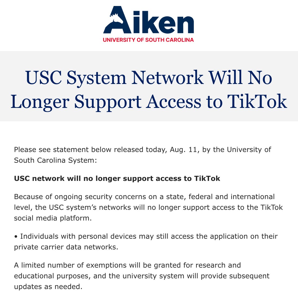 USC System ALERT!