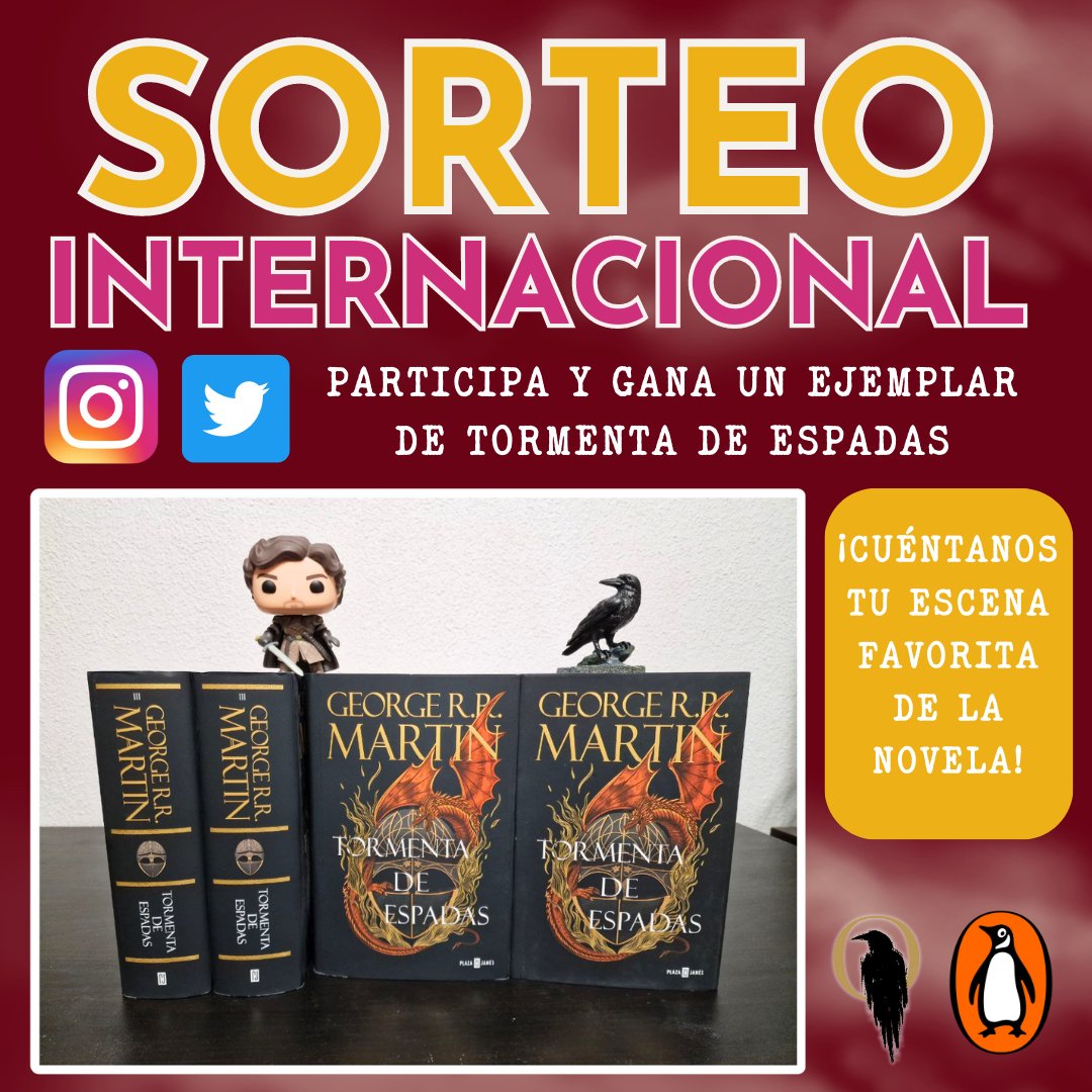 LaCancionPod's tweet photo. Os traemos un sorteo de varios ejemplares de Tormenta de Espadas 🥳

Para participar tienes que:

🟡 Seguir a @LaCancionPod y a @penguinlibros

🟡 RT a esta publicación 🔄

🟡 Responder a esta publicación con el país desde el que participas y con tu fragmento favorito del libro. https://t.co/10z6VVxdMO
