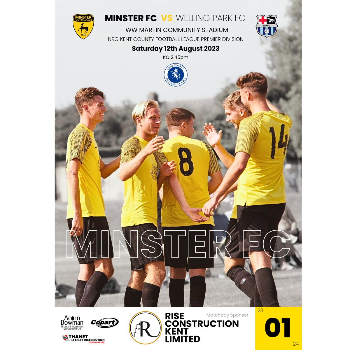 MinsterFC1911's tweet image. #DigitalProgramme will be available online - download link will be posted at kick off 2.45pm

A big shout for our programme sponsor - #ThanetLeaflets

Also our main club sponsors :
#AcornBowmanFinance
@CopartUKLimited

... and our match day sponsor @RiseConstruct

2/3
