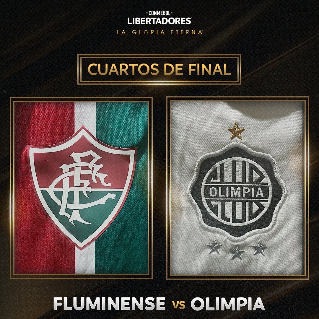 Confirmadas las fechas de los 4tos de final de la #Libertadores. 

Ida: #Fluminense vs #Olimpia, jueves 24 de agosto, a las 20:30, en el Maracaná.

Vuelta: #Olimpia vs #Fluminense, jueves 31 de agosto, a las 20:30, en el Defensores. 

#730AM #CardinalDeportivo