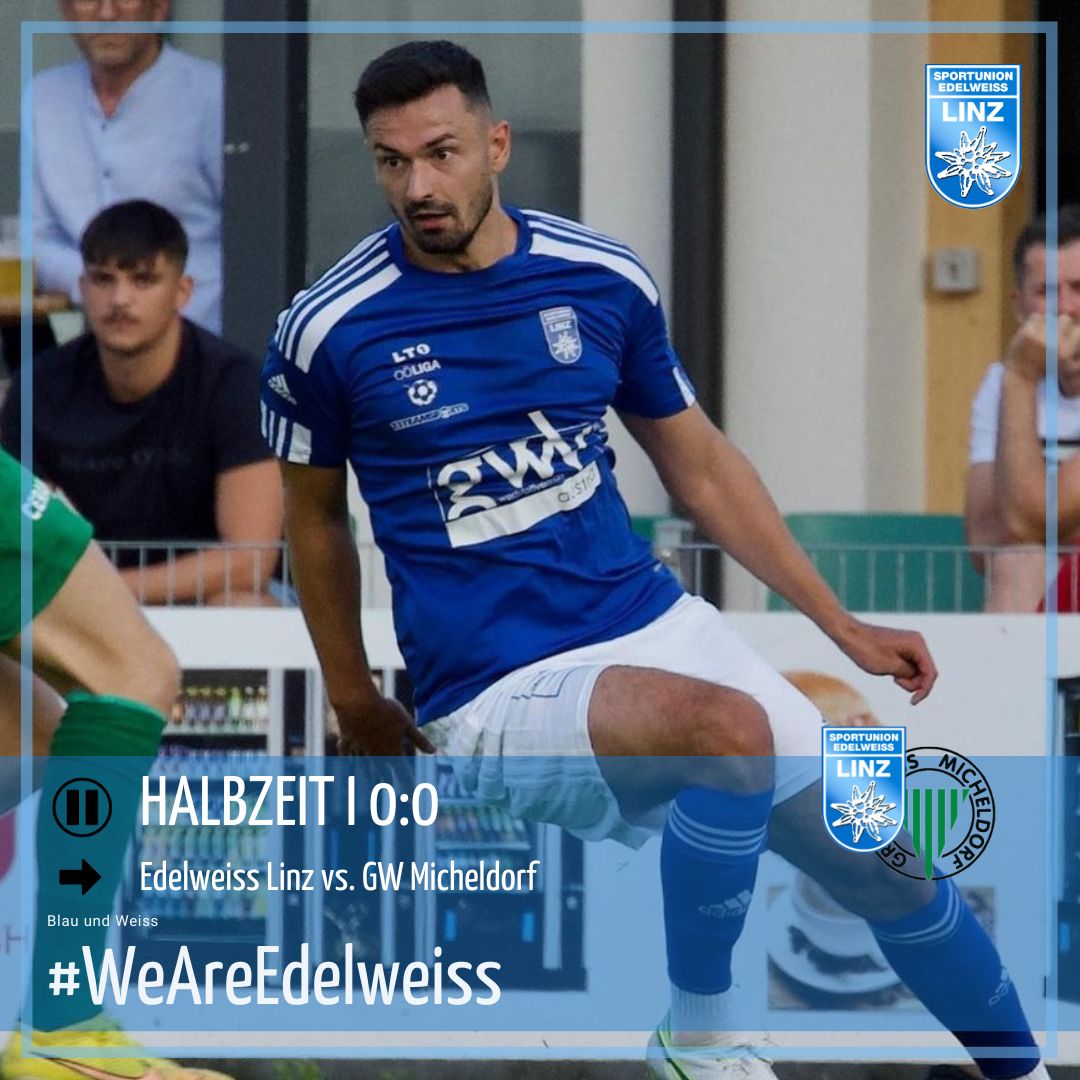 UnionEdelweissL's tweet photo. ⚽ HALBZEIT!
OÖ Liga I 2. Runde
Union Edelweiss Linz - SV Grün-Weiß Micheldorf
0:0
#WeAreEdelsweiss #EdelweissLinz #oöfv https://t.co/h3AgiDLjGm