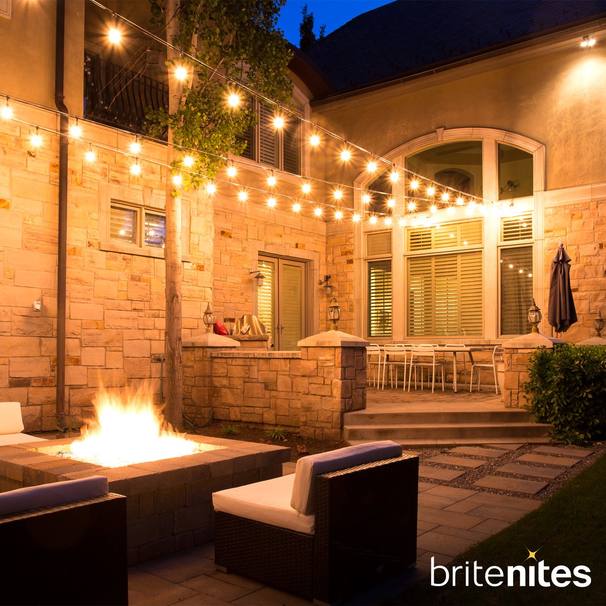 Bistro lights can really bring your home patio to life. If you need bistro lights for a restaurant or other commercial outdoor space Brite Nites has got you covered. Ask us about our bistro lights in a free design consultation. Call (801) 432-2111.

#bistrolights #outdoorlights