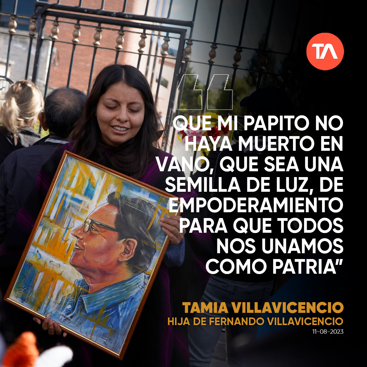 teleamazonasec's tweet photo. #VIDEO | "Fernando vive y verán su legado". Tamia Villavicencio, hija del excandidato a la Presidencia Fernando Villavicencio, se pronuncia antes de sepelio de su padre https://t.co/eH967Hzc2a https://t.co/fj1Bnt3WuX