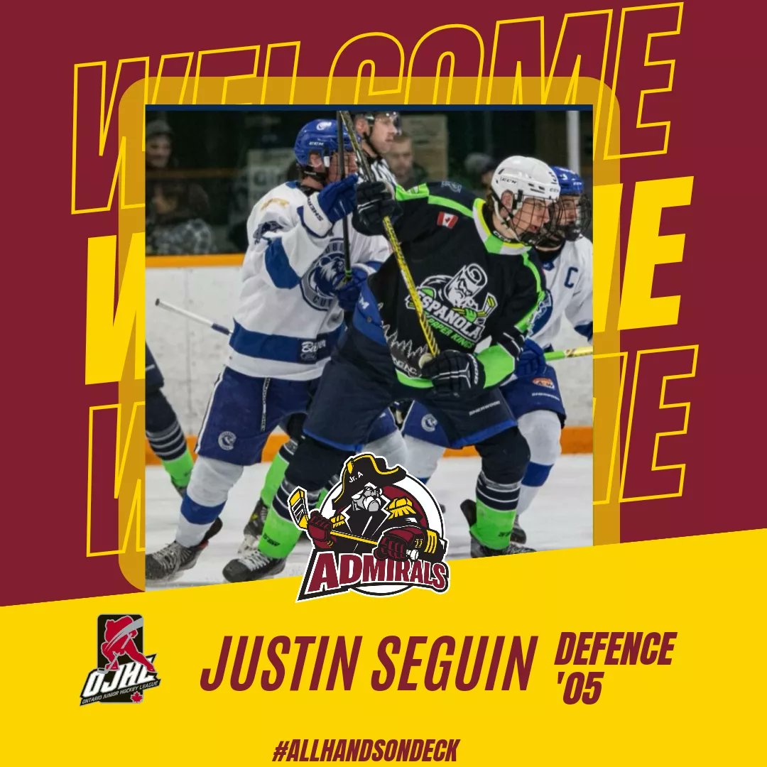 ❗Trade Alert❗

We have acquired ('05) defenceman Justin Seguin from the Espanola Paper Kings in exchange for a PDF.

We're excited to welcome and have Justin joining us on the ship this season!

Welcome to the Admirals Justin!

#AdmiralsJrA #AllHandsOnDeck