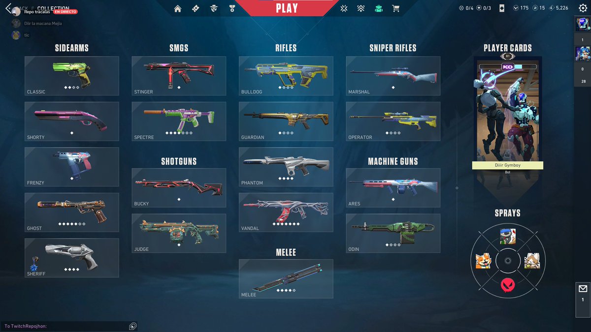 Tiene 4 skins de vandal, 2 de phantom y mas, la muestro por discord full acceso $1200