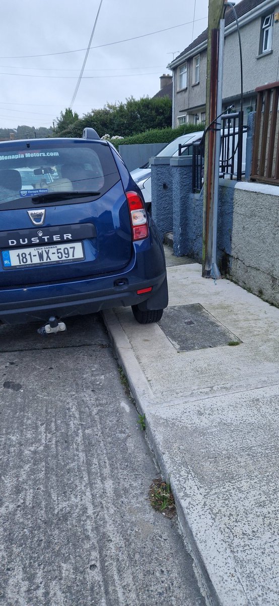 spudwalsh's tweet photo. @OfficialWexGAA any chance you can get this supporter to move their car off the footpath in Corish Park? 
Parked right outside the gate!

Or maybe @GardaTraffic
Could have a look at all the obnoxious parking up here! https://t.co/JYK9pN4Ijk