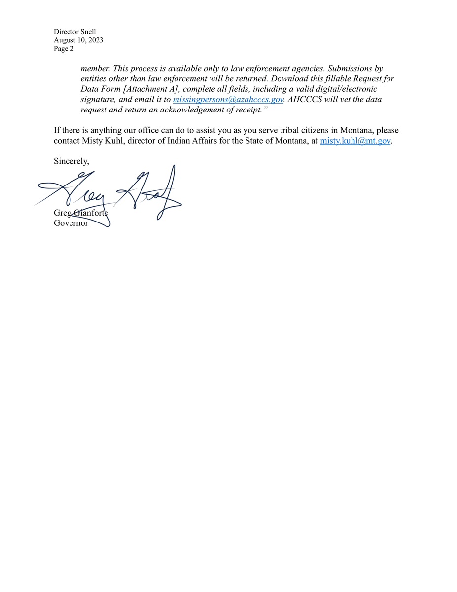 RMTLC's tweet photo. Attention: Letter from the Governor's Department of Indian Affairs office in Montana. https://t.co/TaIIJNvh3y