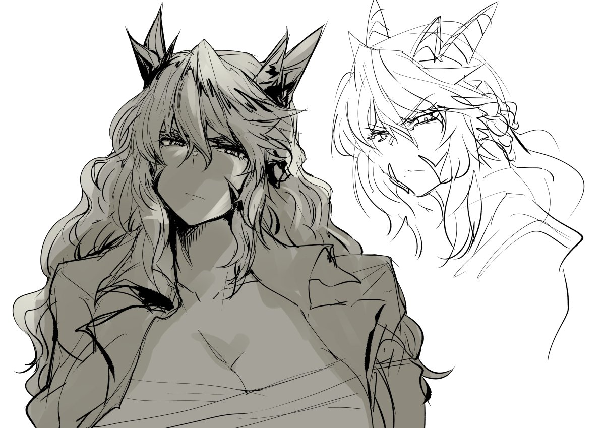 skeb依頼の練習落書き(乳下不良姿)
