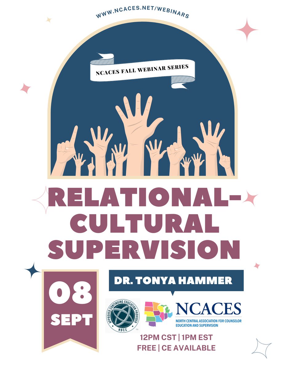 NorthAces's tweet image. ✨We hope you&apos;re excited for the rest of the #NCACES Fall 2023 Webinar series! Each webinar is free, and CE is available!

🔗Learn more about these upcoming webinars &amp;amp; how to register here: ncaces.net/webinars

#CounselorEd #CounselorEducation