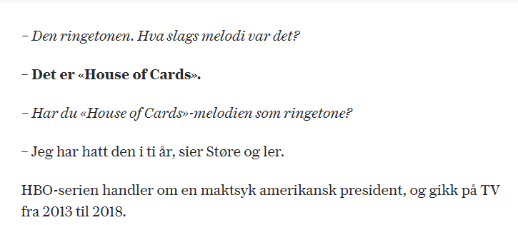 Tenk at Jonas Gahr Støre har hatt "House of Cards"-melodien som ringetone i ti år uten at offentligheten har fått vite om det!! vg.no/nyheter/innenr…