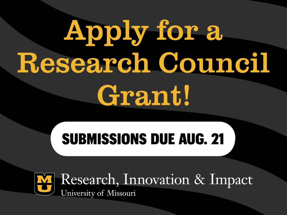 Research Council Grants are awarded to support scholarship and creative activities @Mizzou, including juried music & theater performances, pilot data generation and more. Use these to take a project in its beginning stages to the next level. More info: buff.ly/3OSJP7m