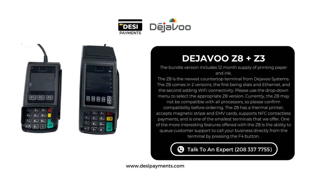 DesiPayments's tweet image. Desipayments Provide PREMIUM MERCHANT SUPPORT 24/7 HANDLED WITH REAL HUMANS ( NOT IVR/ ROBOTS)

For more information please Call: (208) 337-7755)

#PrintingEssentials

#DejavooSystems

#Z8Terminal

#12MonthSupply

#InkAndPaper