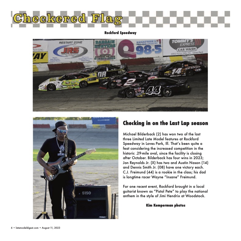JimCarsonLMD's tweet image. Here are the cover, checkered flag and last look pages from #LateModelDigest Friday Features - @bubbapollard26 @BerlinRaceway @srlnational @rfdspeedway @EvanShotko22